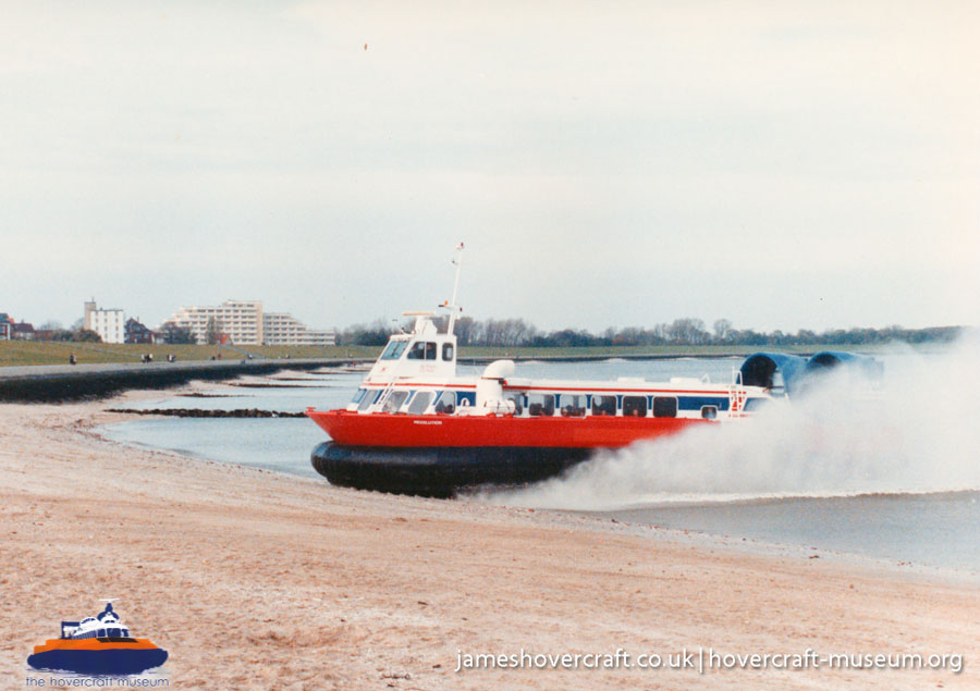 AP1-88 hovercraft at Ryde hoverport -   (submitted by The <a href='http://www.hovercraft-museum.org/' target='_blank'>Hovercraft Museum Trust</a>).